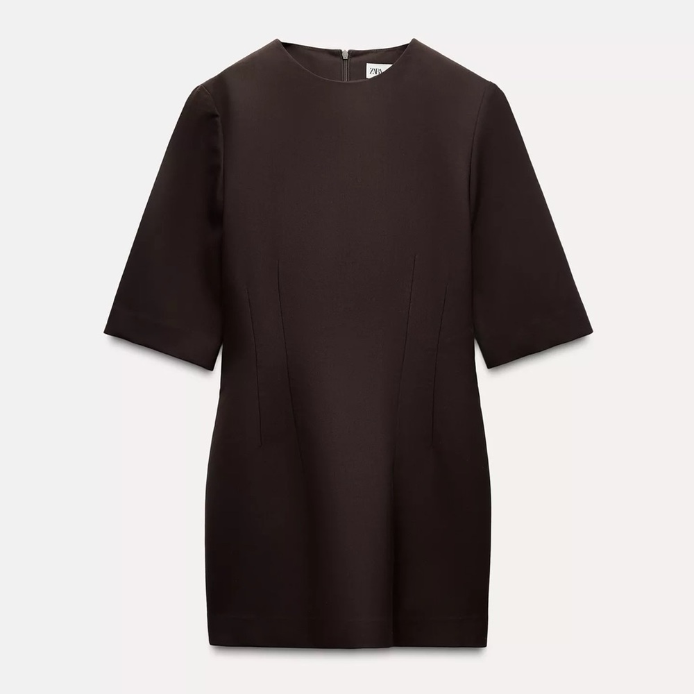 Elegant Brown Short Sleeve Dress